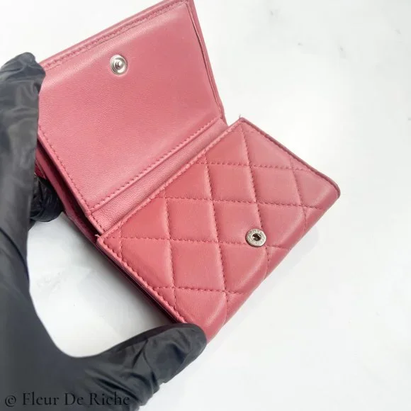 Chanel Classic Trifold Pink Flap Wallet Quilted Lambskin - Picture 5 of 10